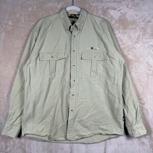 Mickey Unlimited Disney Khaki Cotton Canvas Button Down Shirt Large Disneycore